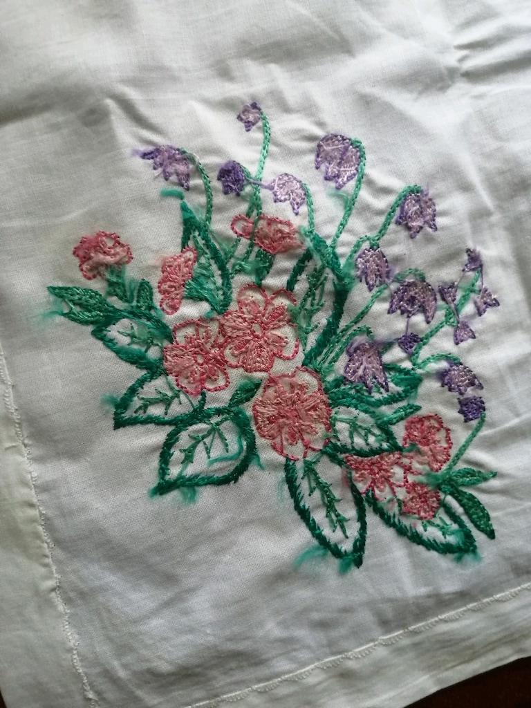 Vintage El işi (İğne ardı ve sarma işi) bohça - 8