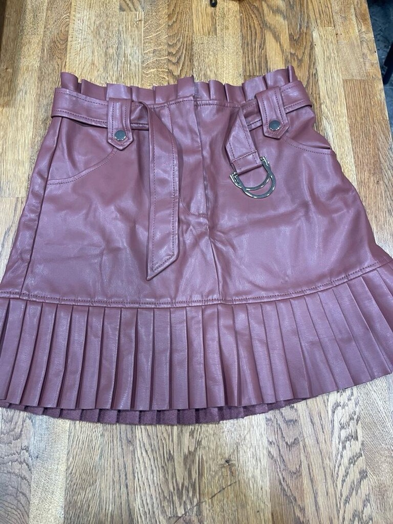 ZARA DERİ PİLELİ ETEK