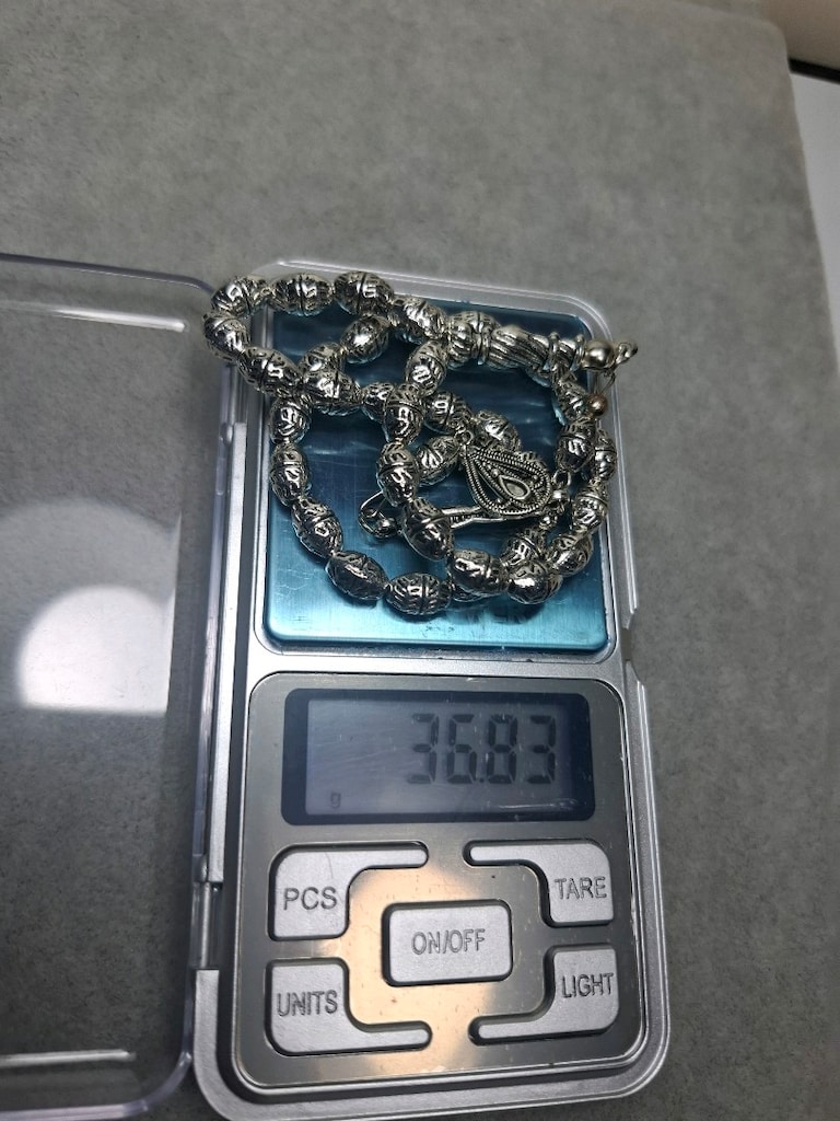 Gümüş Renk Pirinç kaplama Tesbih 36 83 gr - 3