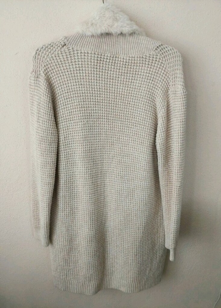 LCW Peluş Şal Yaka akrilik ekru Hırka - 10
