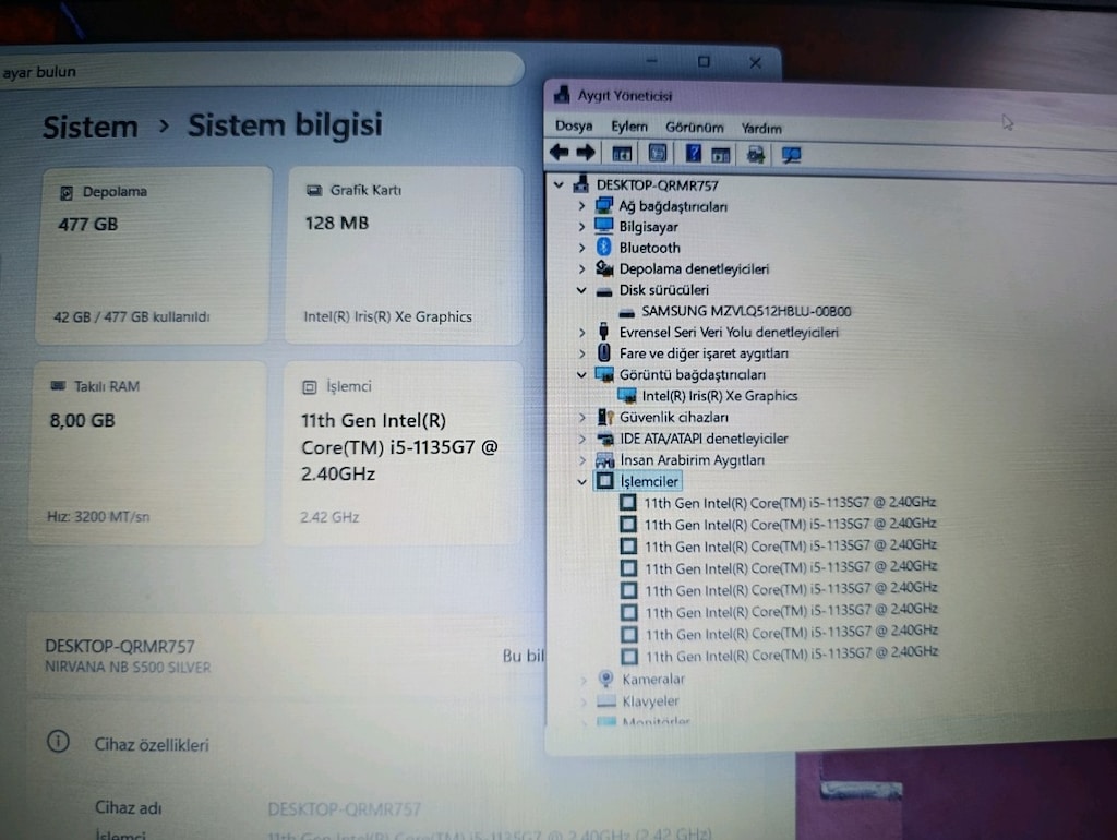 Tertemiz Casper Nirvana S500 / i5-1135G7 / 8GB RAM / 512GB NVMe SSD - 5