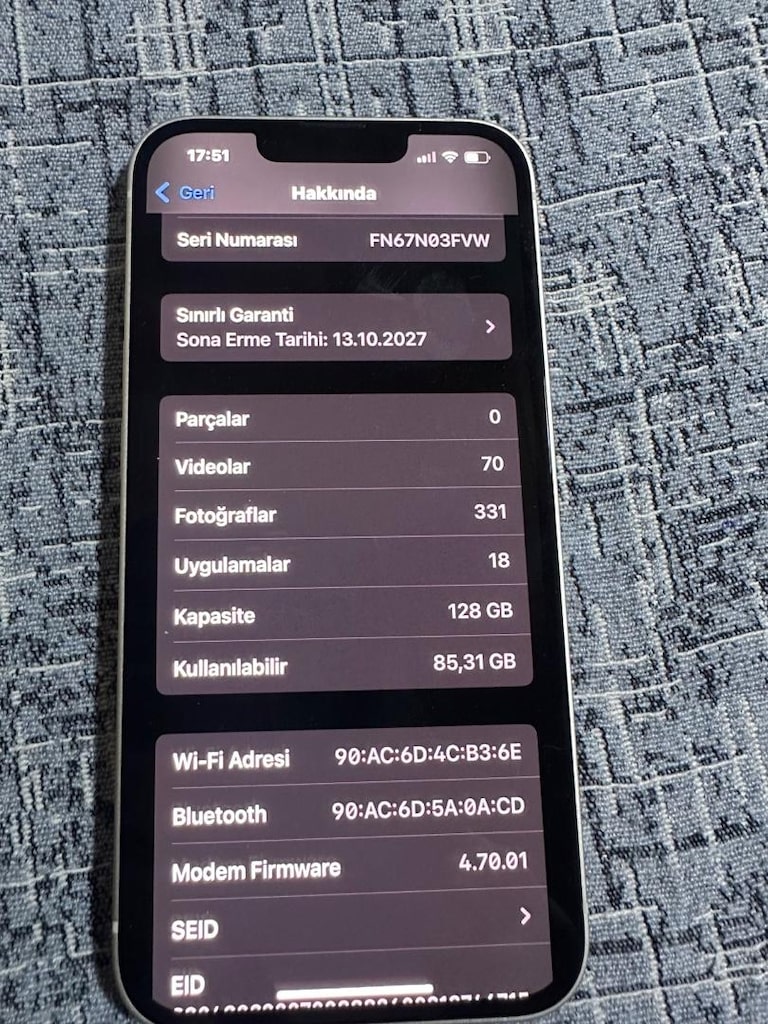 İPHONE 13 128 SIFIR AYARINDA pil 93 - 6