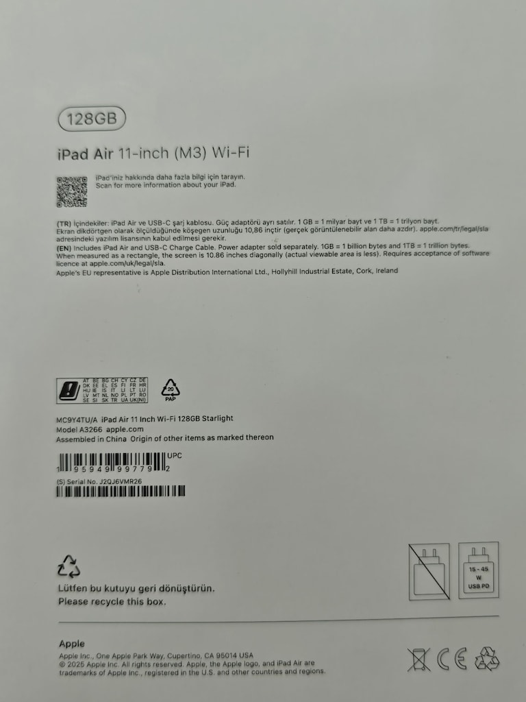 Apple iPad Air M3 11" 128GB Wi-Fi Yıldız Işığı %100 Pil Garanti - 8