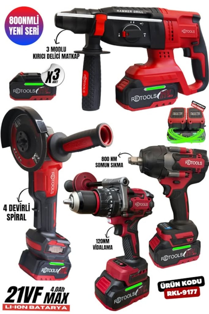 RETOOLS 120 NM MATKAP 800 NM TORKLU SOMUN SÖKMELİ YENİ SERİ 4LÜ SET - 2