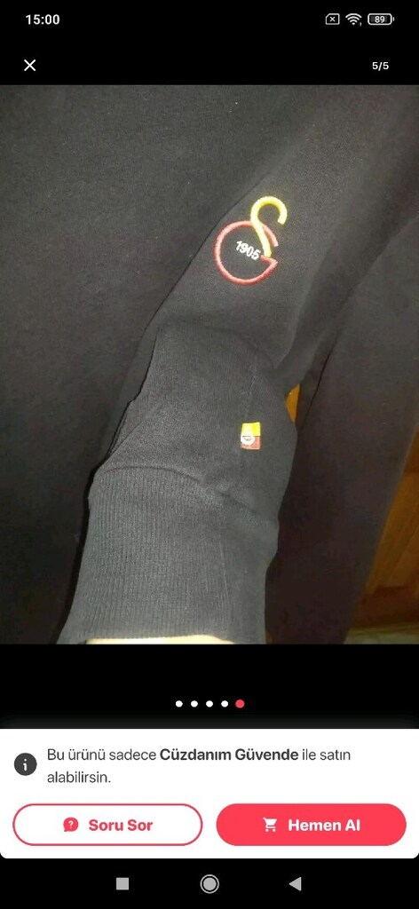 GS SWEATSHİRT KAPŞONLU SİYAH42/XL BEDEN - 5