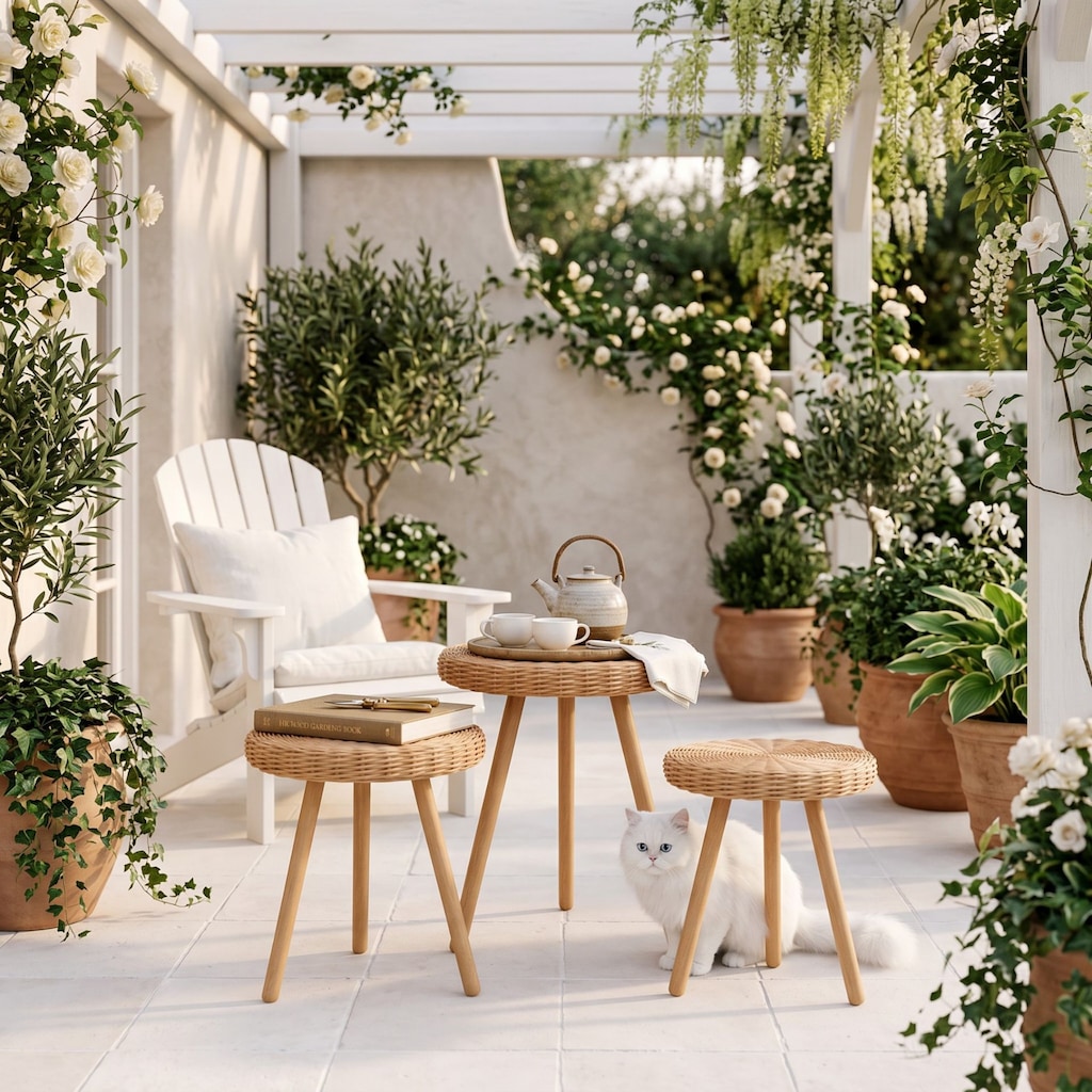 3’lü Rattan Sehpa Seti – El Yapımı, Sıfır - 5