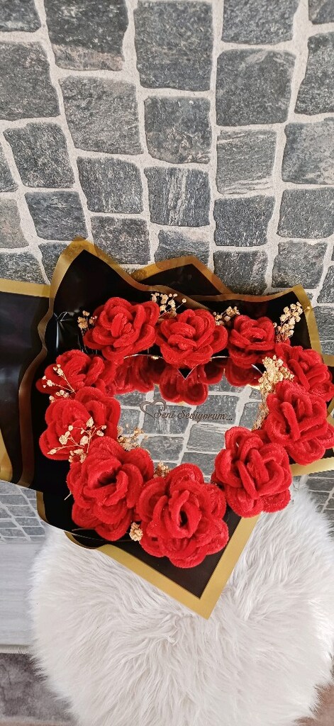 aynalı Solmayan gül buketi seni seviyorum yazılı - 2