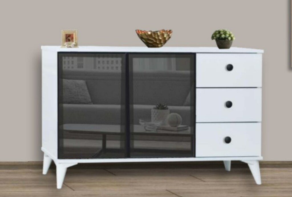 Maye Reflekte Mini Konsol Beyaz Camlı