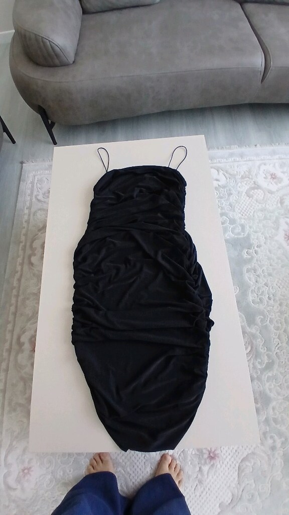 Bayan askılı nikralı esnek elbise. - 7