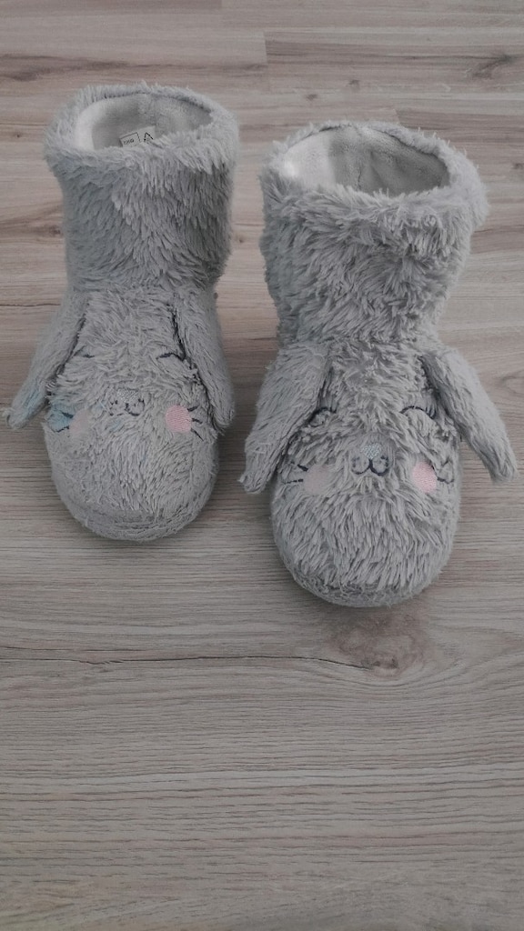 Peluş Tavşanlı Gri Panduf 38/39