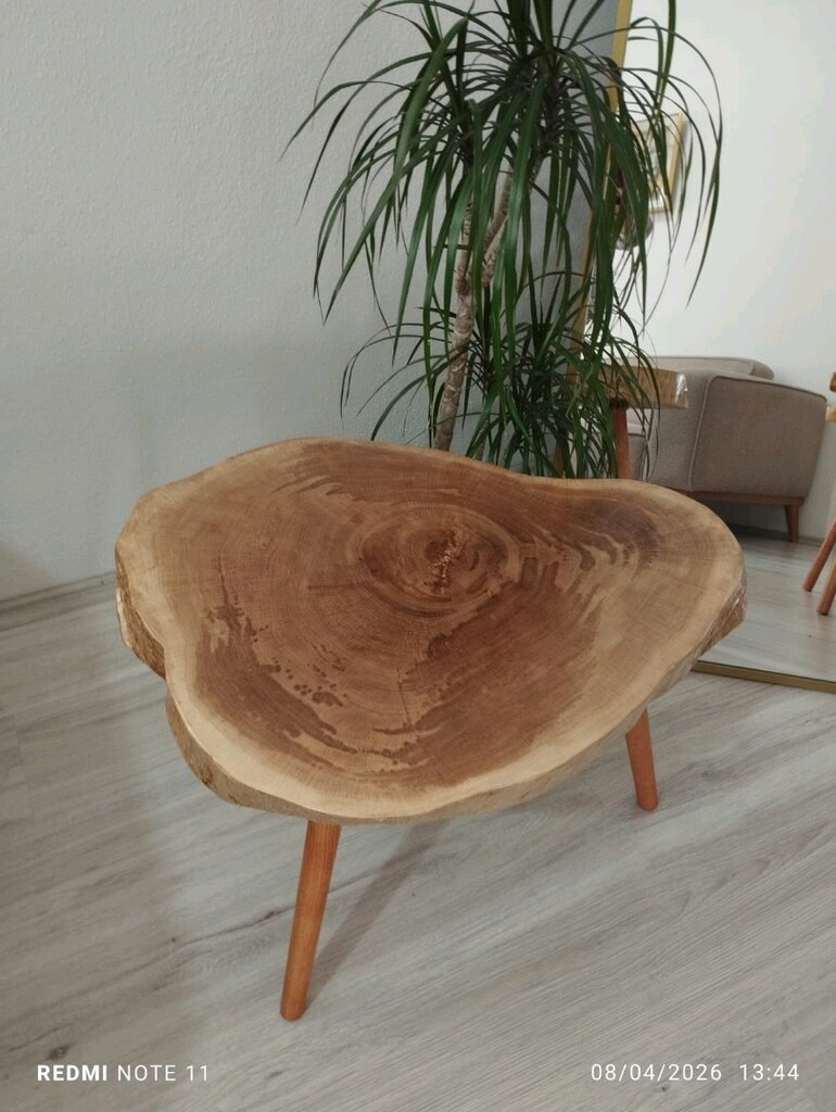 Doğal dut ağacı kütük sehpa ve kase - 5