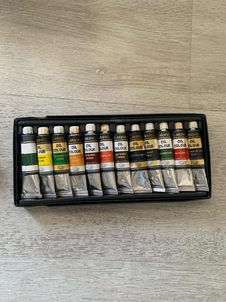 Maries Oil Colour 12li +Fırça+Spatula+ Yağlı Boya 12ML +Seramik Hamuru - 2