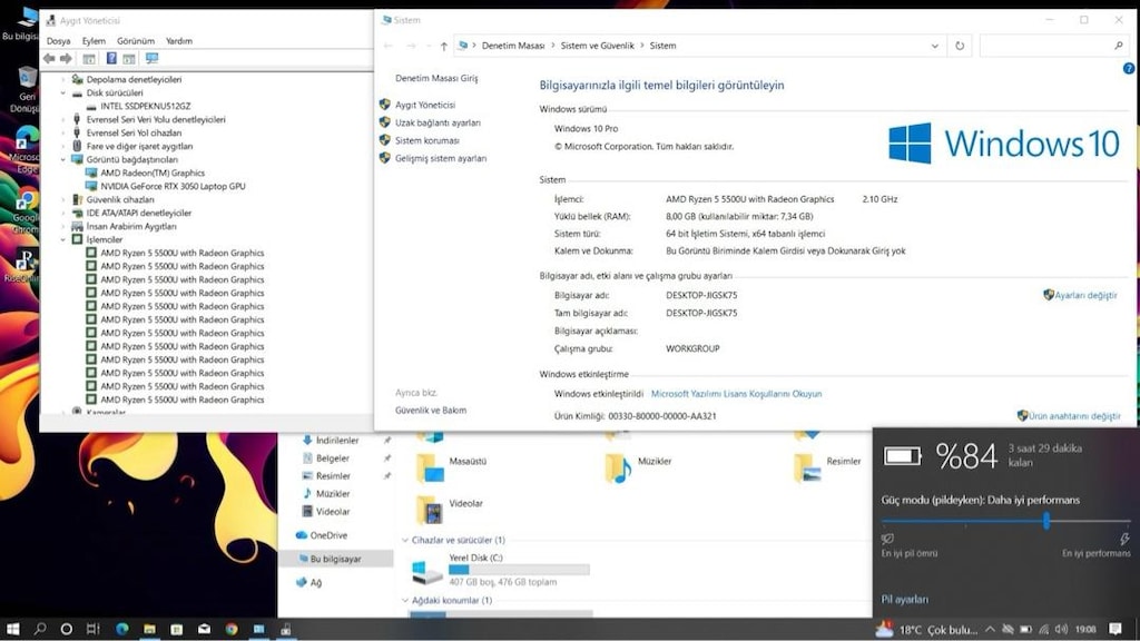 RTX3050 144Hz EKRAN 512GB SSD AMD RYZEN İŞLEMCİLİ GAMİNG LAPTOP - 8