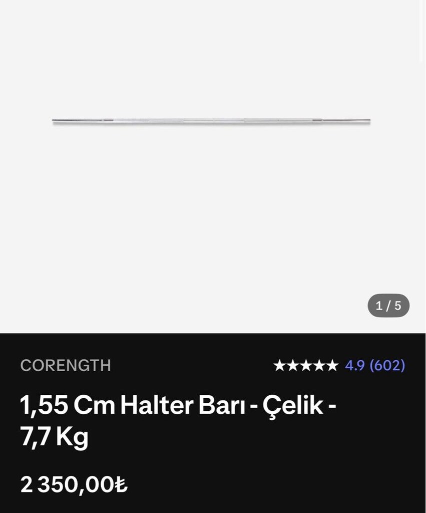 155 cm Decathlon Döküm Halter Barı - 3