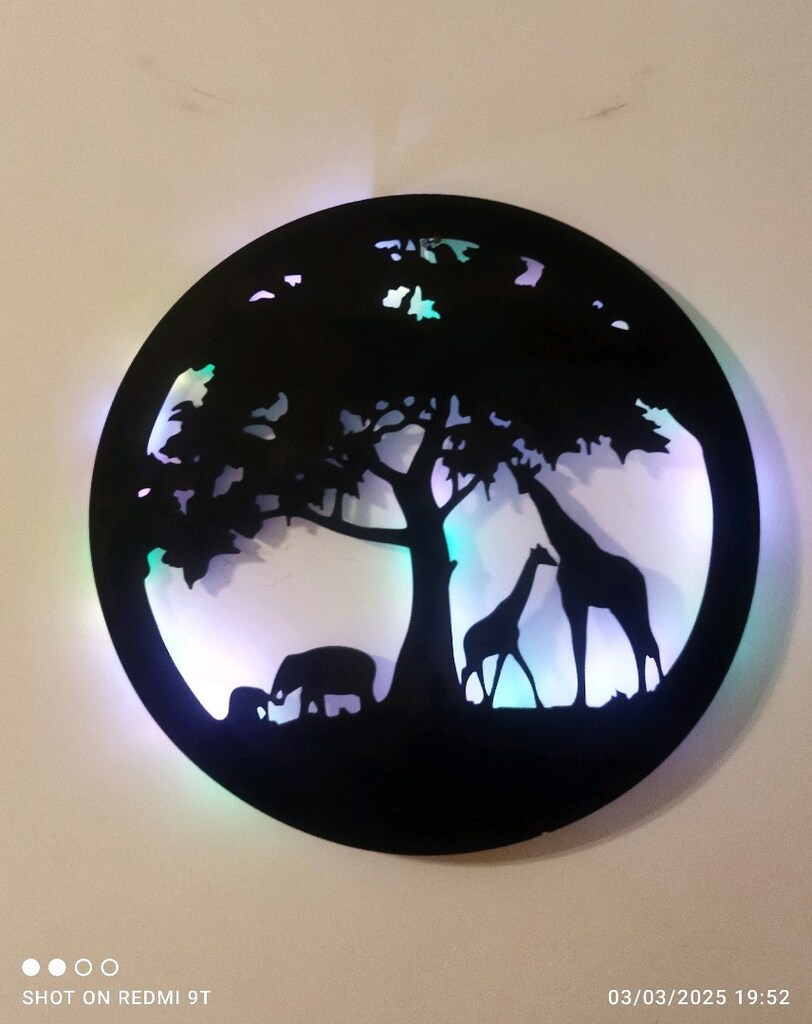 Dekoratif pano. Afrika pano. LED ışıklı.30x30 cm. 2 AA pilli. - 5