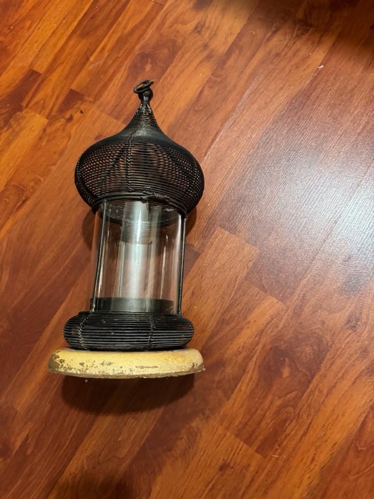Vintage El Yapımı Metal Tel Örgü Dekoratif Fener / Mumluk 36 cm - 14
