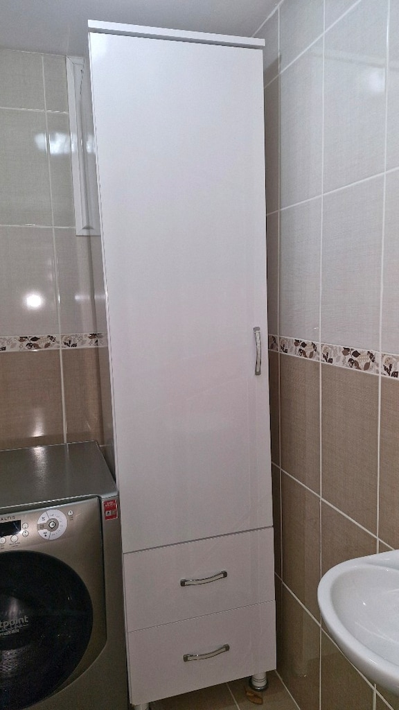 ikili banyo dolabı takımı aynalı raflı iki metre - 2
