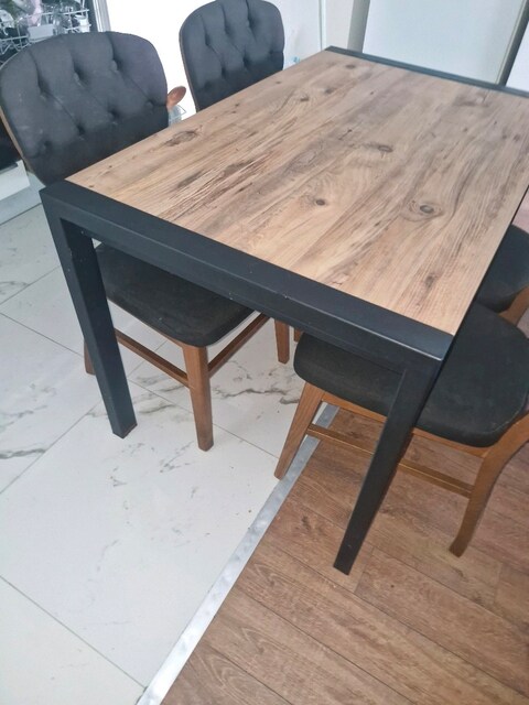 metal ayaklı açılır yemek masası 70x120 + 4 sandalye