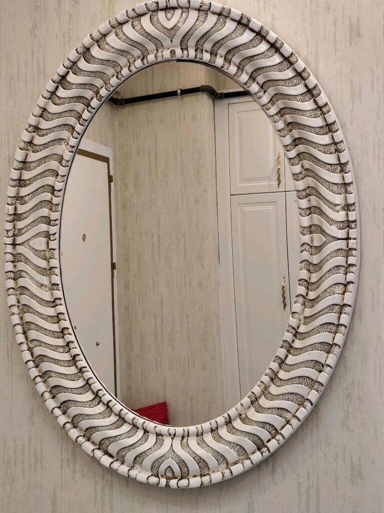dekoratif oval büyük boy duvar ve salon aynası - 7