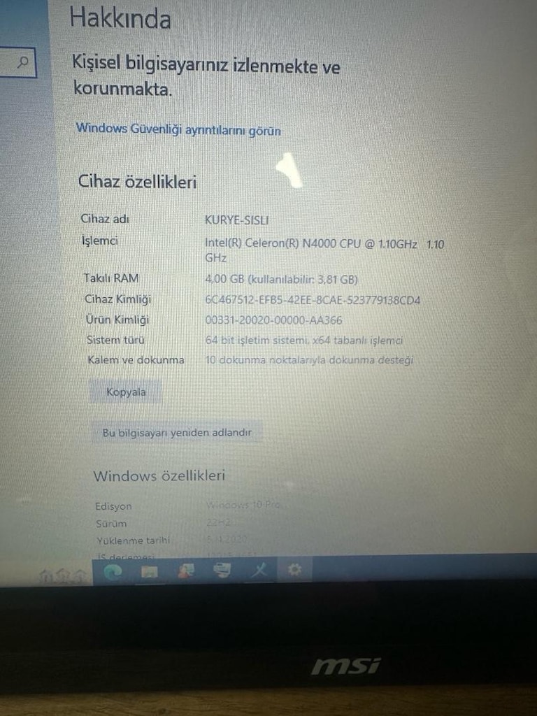 MSI marka All-in-One bilgisayar satılıktır.