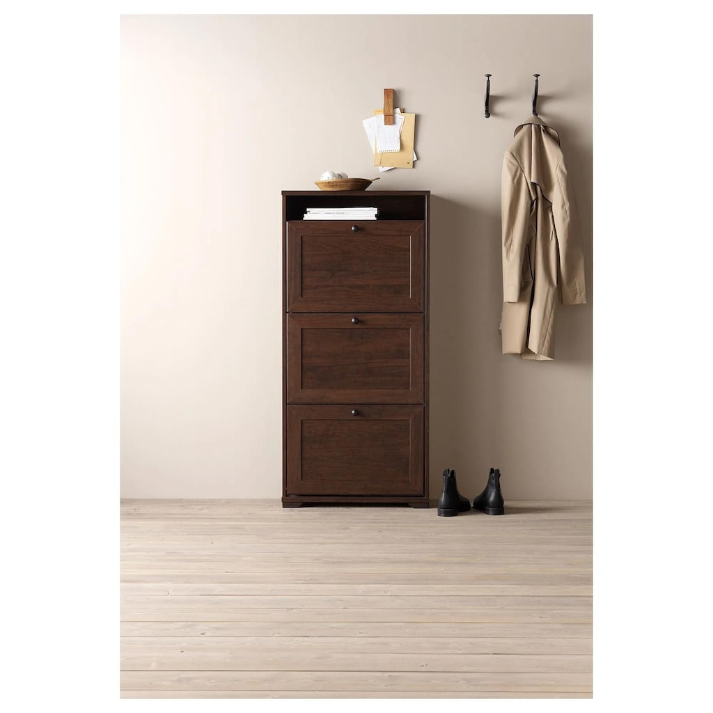 IKEA BRUSALI Ayakkabı Dolabı, Kahverengi, 61 x 130 cm, 3 Bölmel - 5