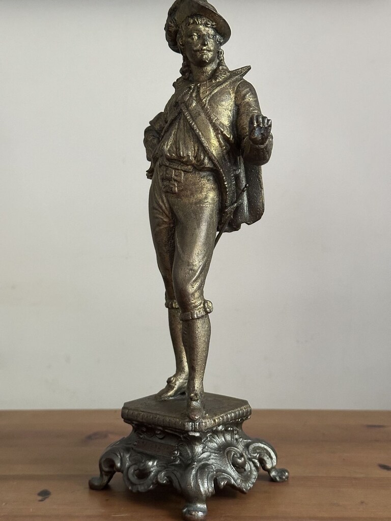 Antika 19. yüzyıl Tutya Fransız Hallebardier Louis XIII Heykel - 3