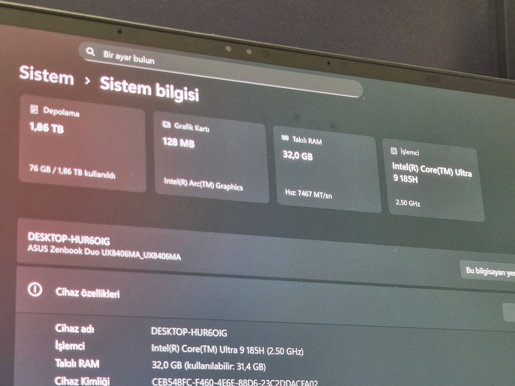 ÇİFT OLED ASUS | ULTRA 9 | 32GB RAM | 2TB M2 - 7