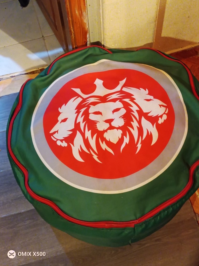 aslan lı yuvarlak armut puf minder - 4
