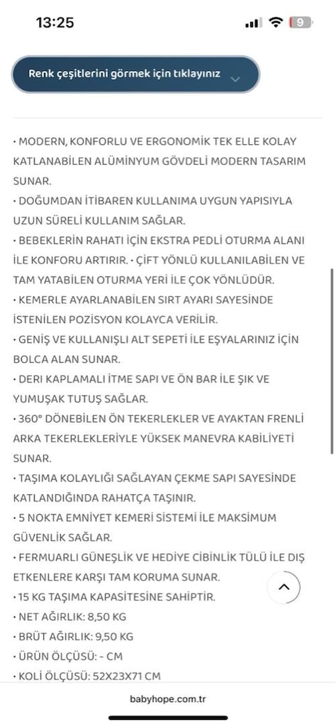 bebek arabası baby hope çift yönlü kabin boy bebek arabası - 5