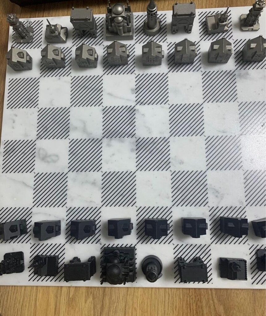 Skyline Chess Paslanmaz Çelik Mermer Satranç Takımı 32 parça - 8