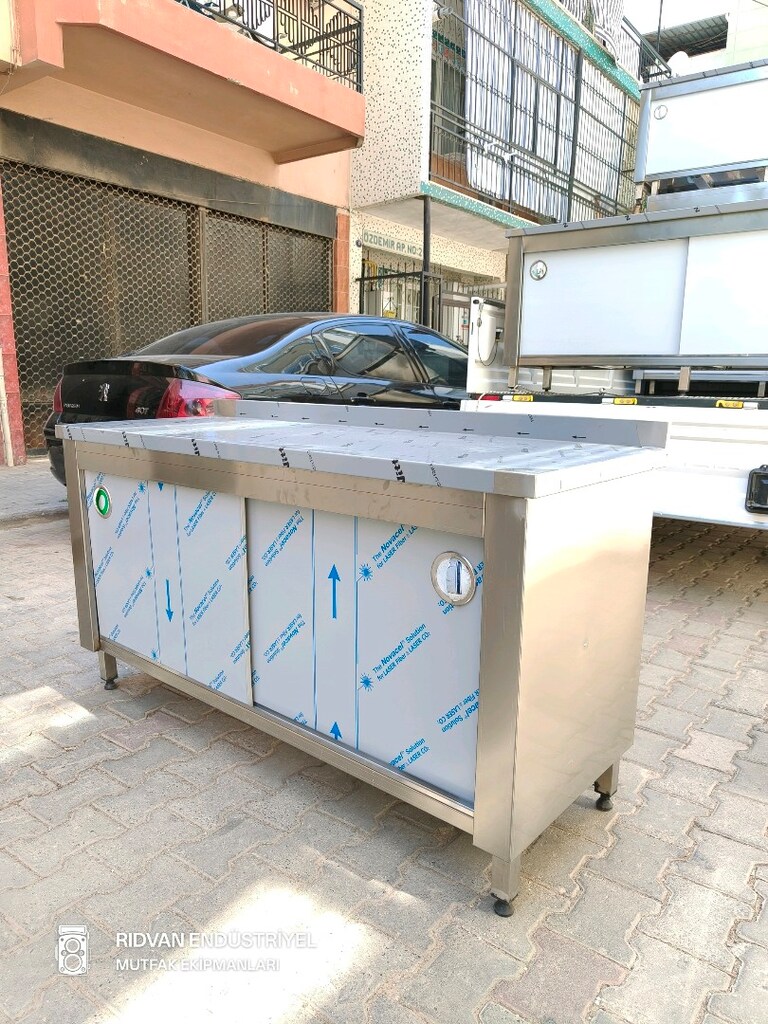 krom tezgah endüstriyel hazır mutfak krom çalışma tezgahı 160 cm tezğa - 10