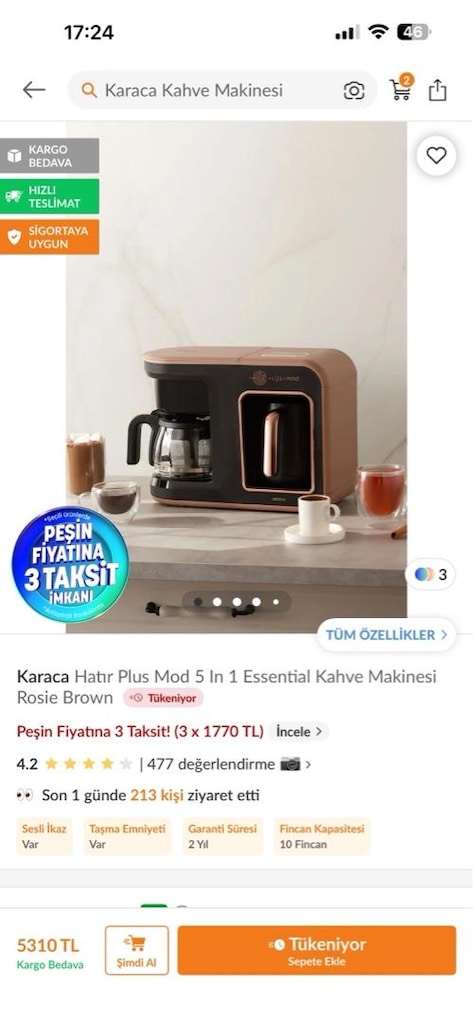 karaca kahve makinası