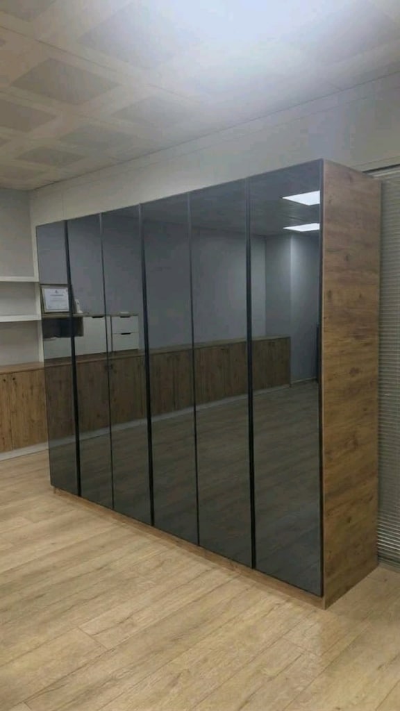 6 kapaklı gardırop elbise dolabı6 kapak Atlantik çam Reflekste cam - 3