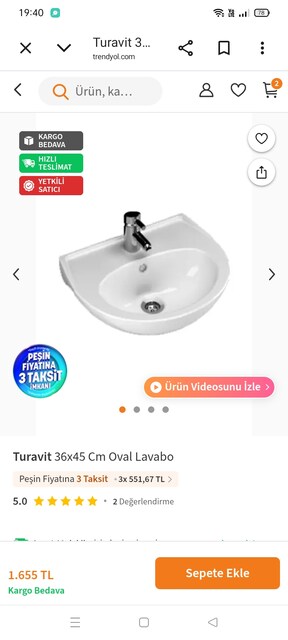 Turavit marka 36x45 lavabo