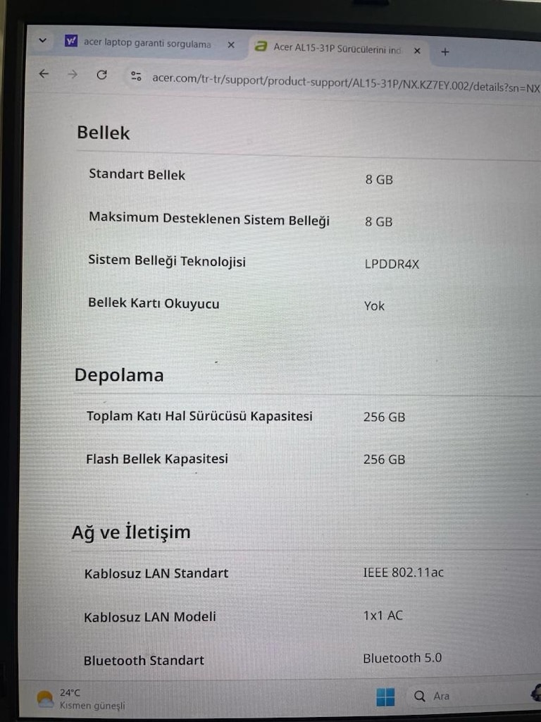 ACER LAPTOP 256GB 8Gb - 19