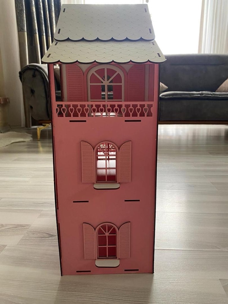 Pembe Ahşap Barbie Evi - 4