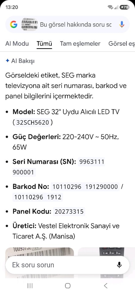 Seg 32 inc uydu alicili led tv - 4