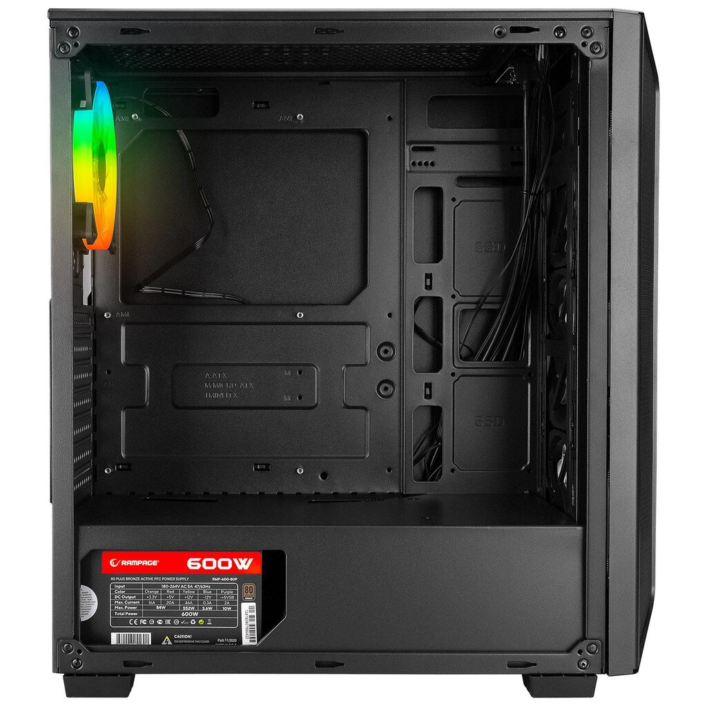 Rampage SAILOR Temperli Camlı Siyah ATX Mid-T Gaming Boş Kasa - 4