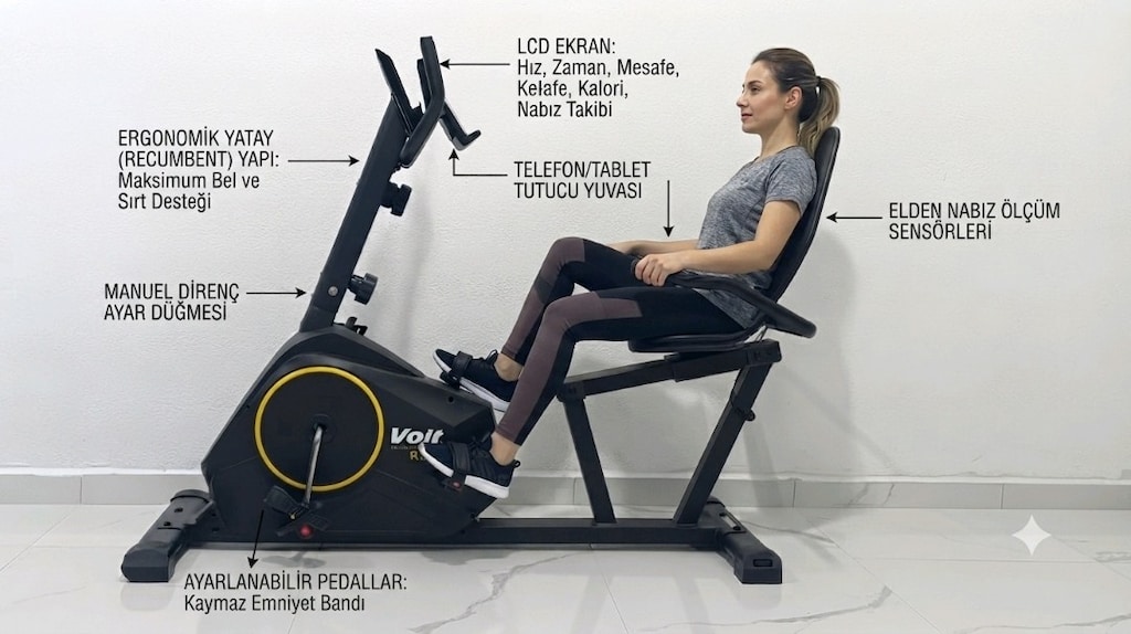 Voit R112 Yatay (Recumbent) Kondisyon Bisikleti ADRESE TESLİM - 6