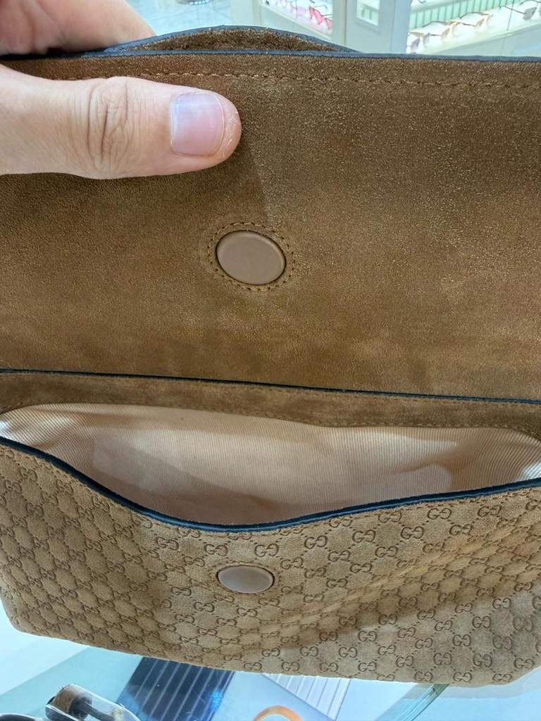 Gucci GG Monogram Süet Taba Omuz Çantası - 8