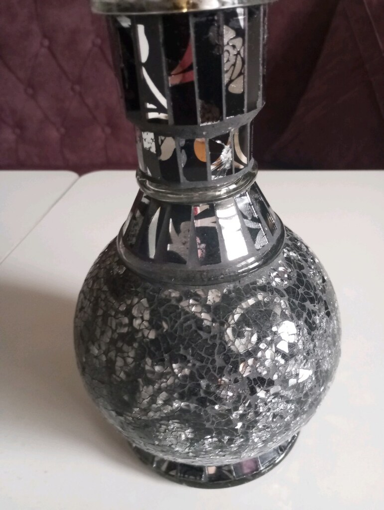 siyah gümüş görünümlü kristal cam vazu - 4