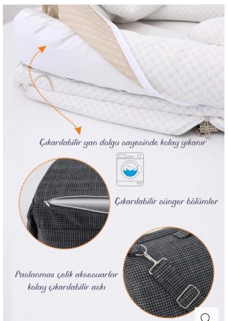 Sıfır çantalı Taşınabilir Reflü Yatağı, Babynest, Anne Çantası Dokuma - 3