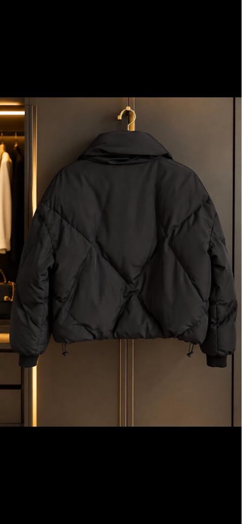 Bianco Lucci Siyah oversize baklava şişme Mont - 3