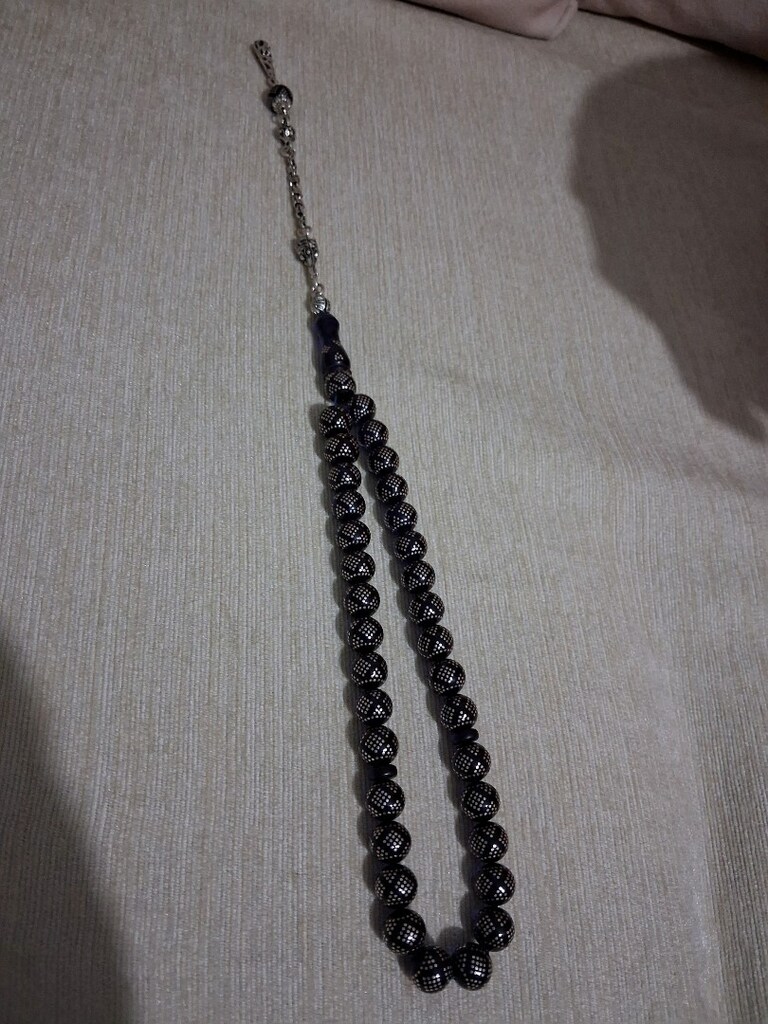 satılık Oltu taşı ve birkaç imzalı gümüş işlemeli kuka tesbihleri - 11