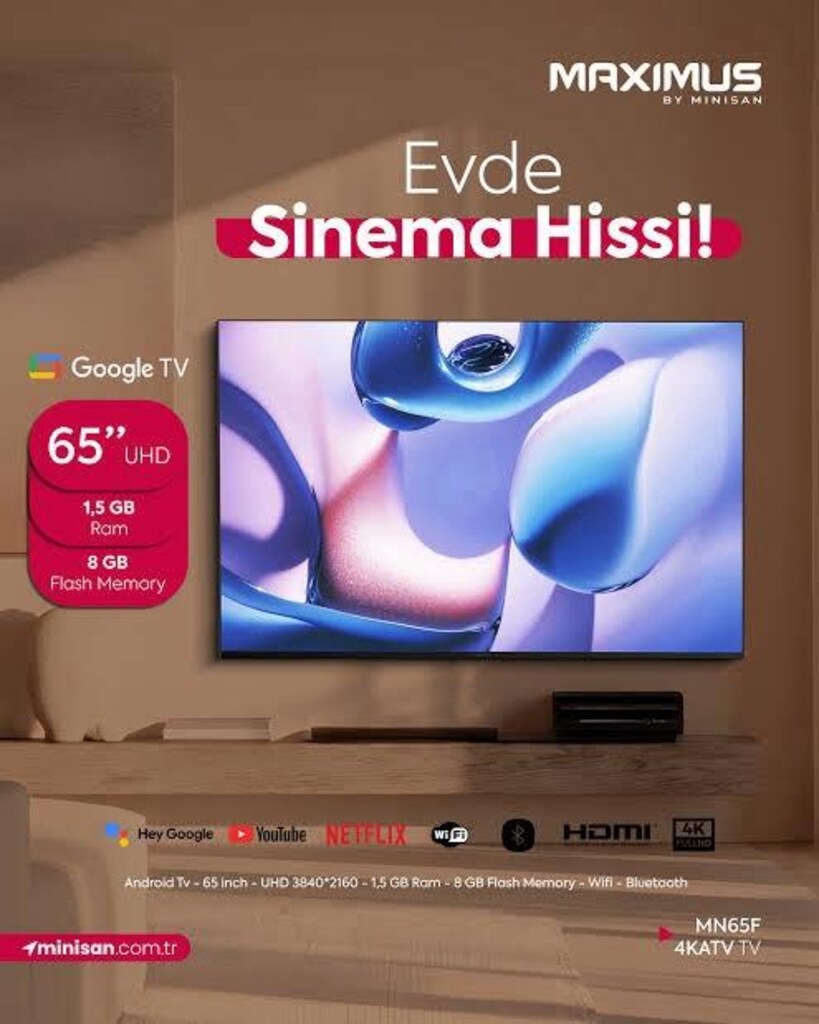 165 EKRAN 65” GOOGLE ANDROID TV TELEVİZYON sıfır android tv televizyon - 3