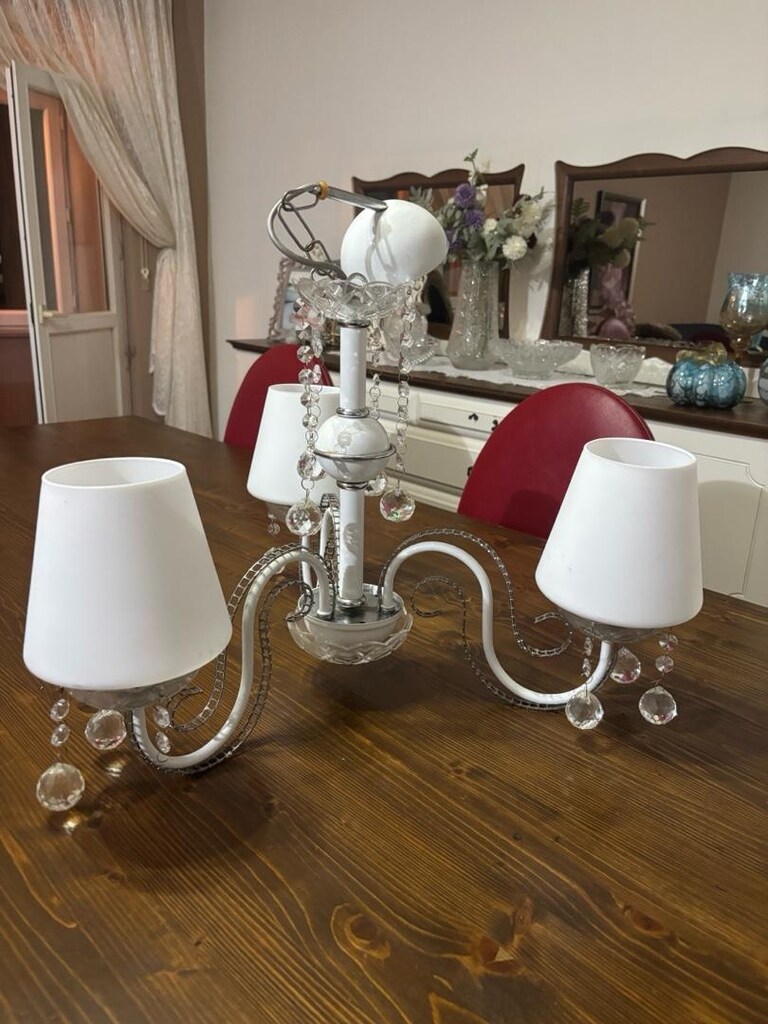 FIRSAT! ÇOK ŞIK 3’LÜ BEYAZ TAŞLI ŞAMDAN AVİZE! - 3