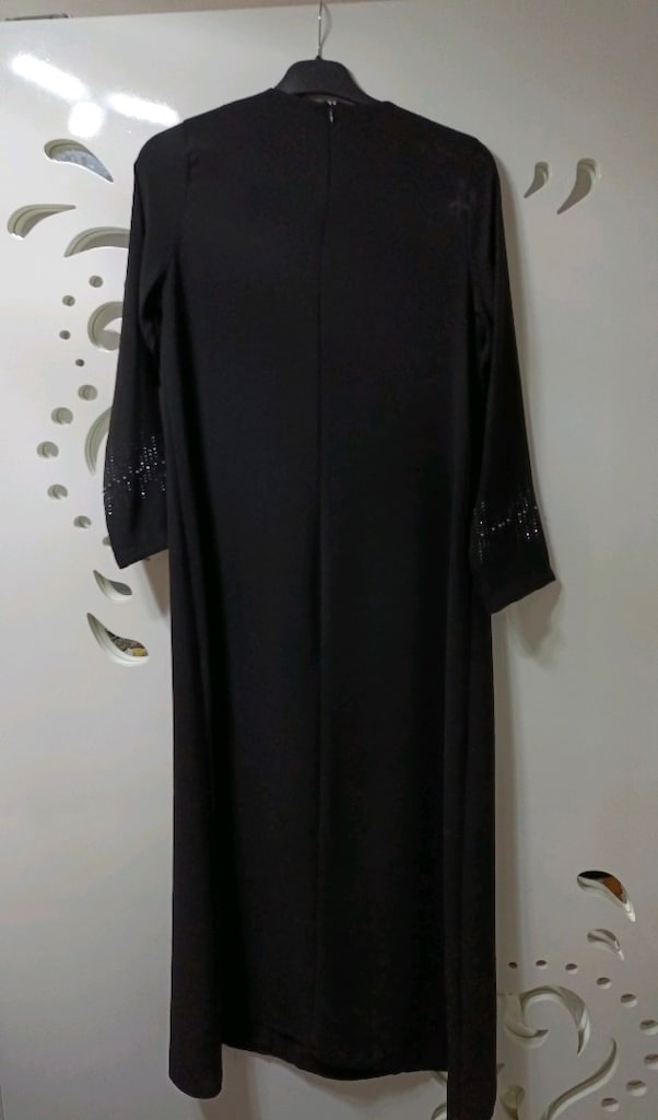 Siyah krep abiye elbise - 3