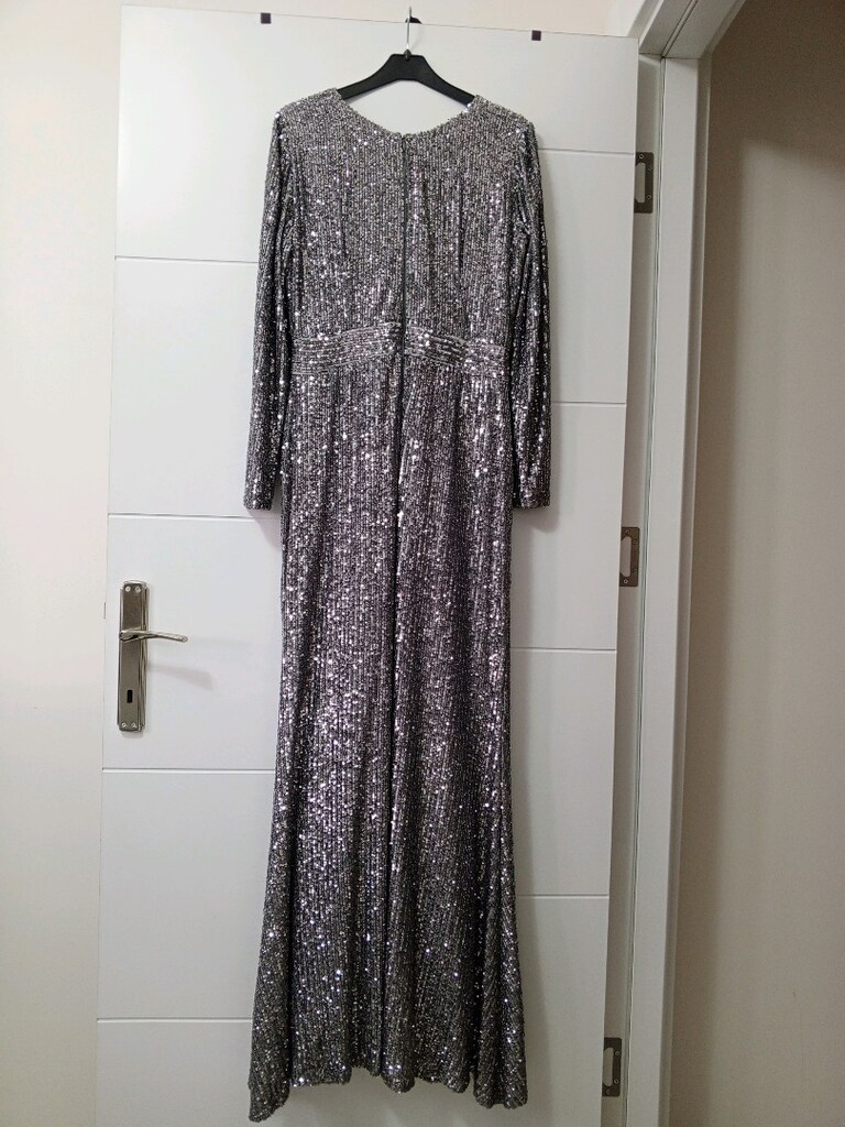 Ecrin Marka Gümüş Payetli Elbise - 4