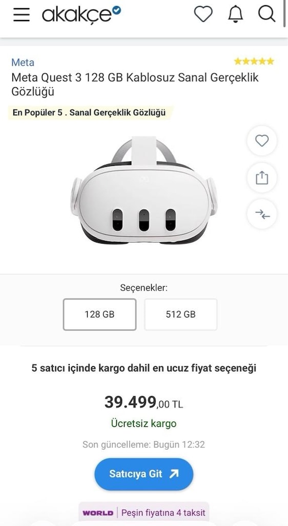 Meta Quest 3 - 128 Gb - VR Sqnal Gerçeklik Gözlüğü - 3
