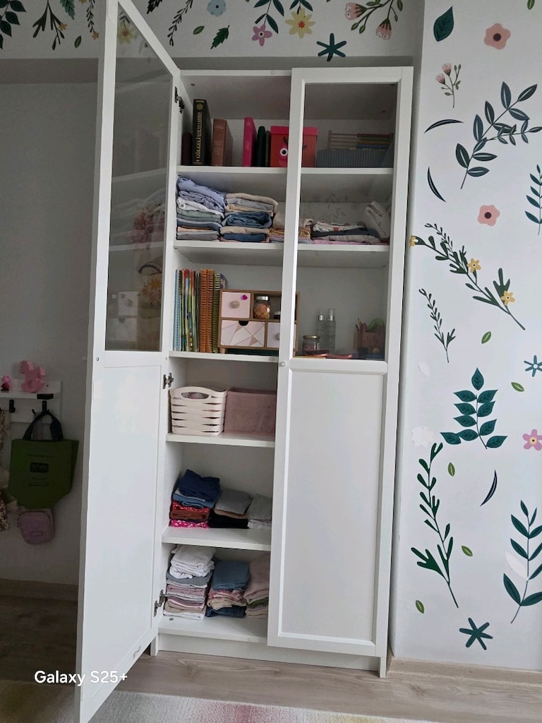 ikea billy 2 adet cam panel kapaklı kitaplık - 6